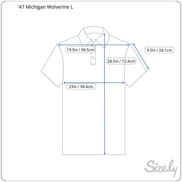 New Mens 47 Brand Michigan Wolverines Embroidered Polo Shirt Blue Large - Picture 10 of 10